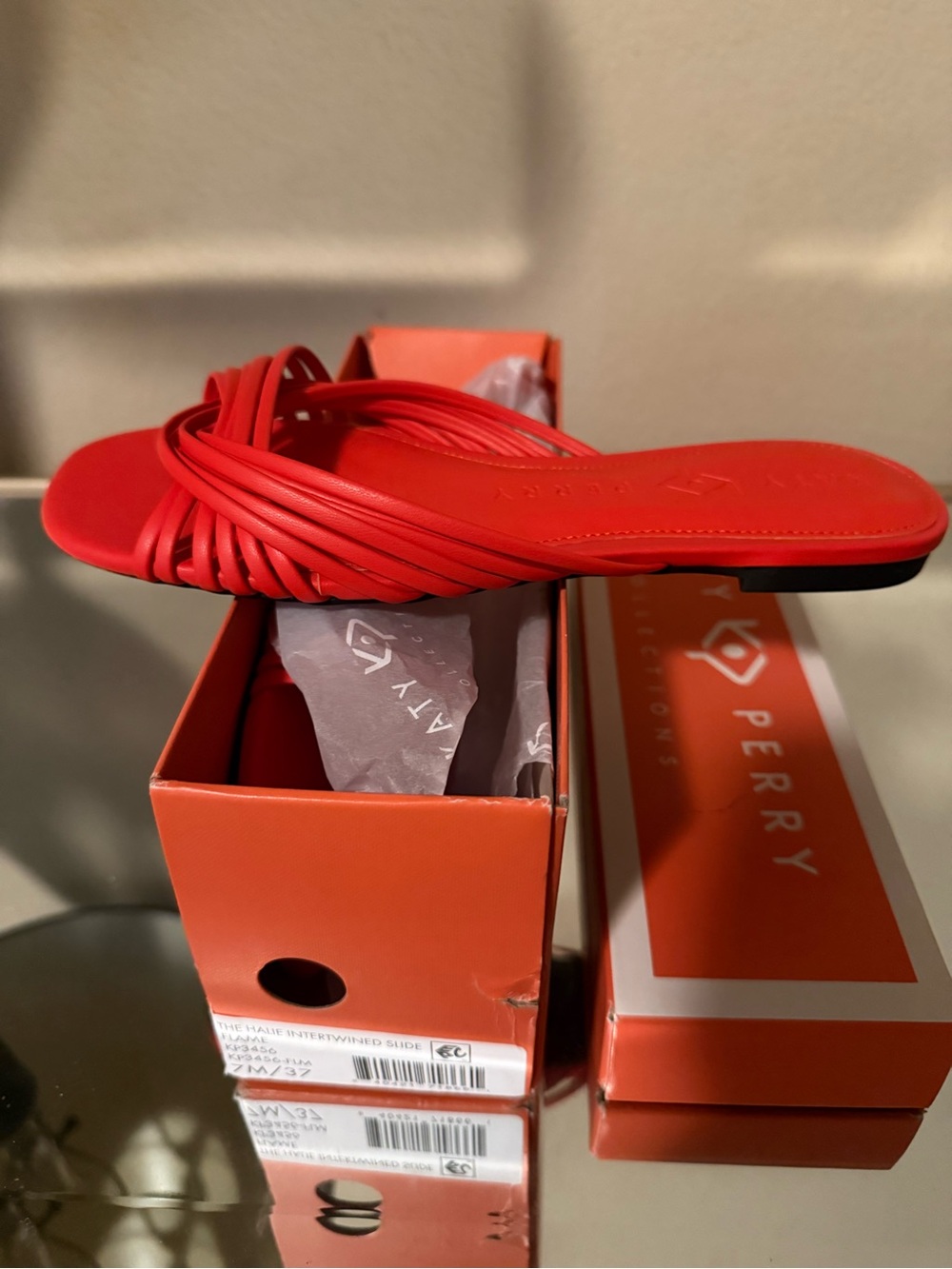 Katy Perry Collections Red Braided Strap Slide Sandal